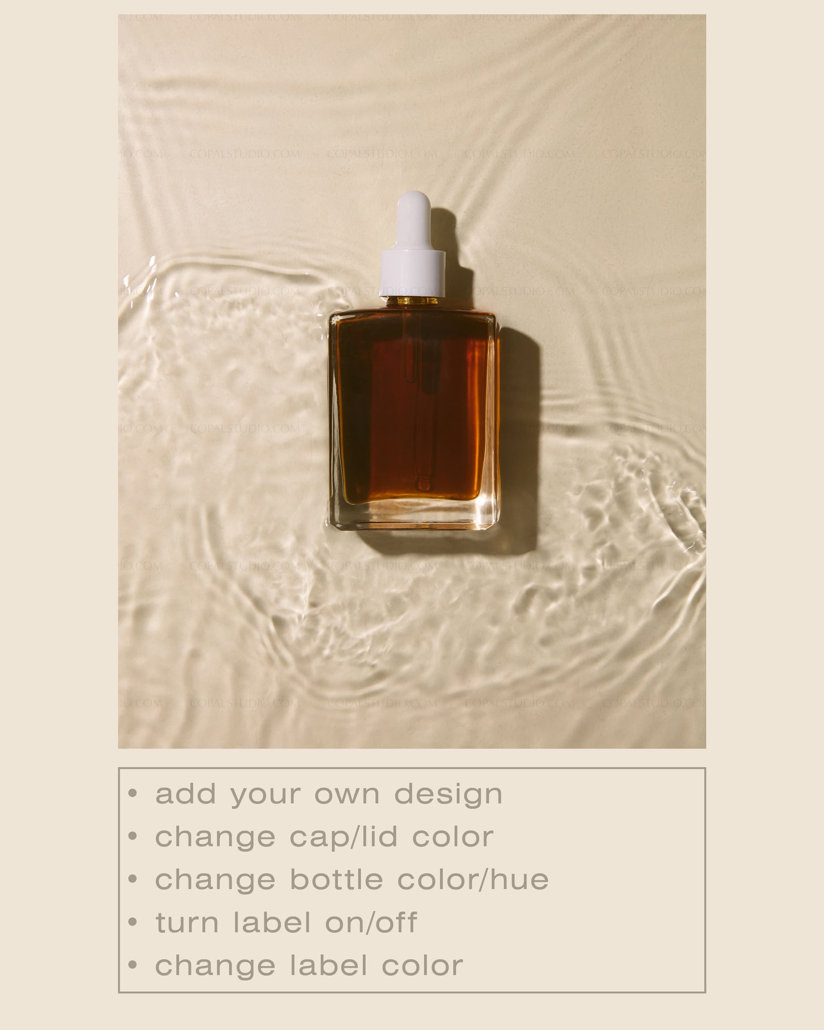 Square Glass Dropper Bottle Mockup No. 17 – Copal